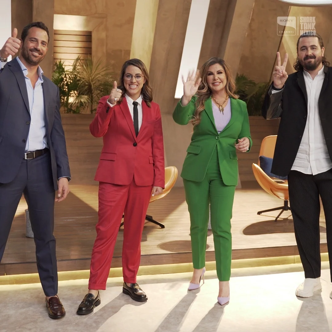 Adriana Gallardo with the other sharks of Shark Tank México